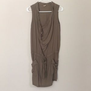 Khaki green button up dress